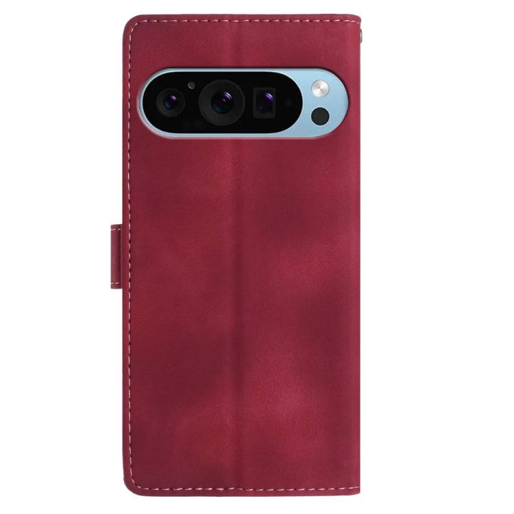 For Google Pixel 10 Pro Skin Feel Embossed Feather Leather Phone Case(Red) - Google Cases by buy2fix | Online Shopping UK | buy2fix