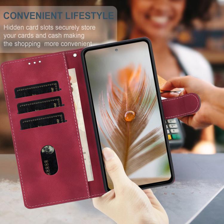 For Google Pixel 10 Pro Skin Feel Embossed Feather Leather Phone Case(Red) - Google Cases by buy2fix | Online Shopping UK | buy2fix