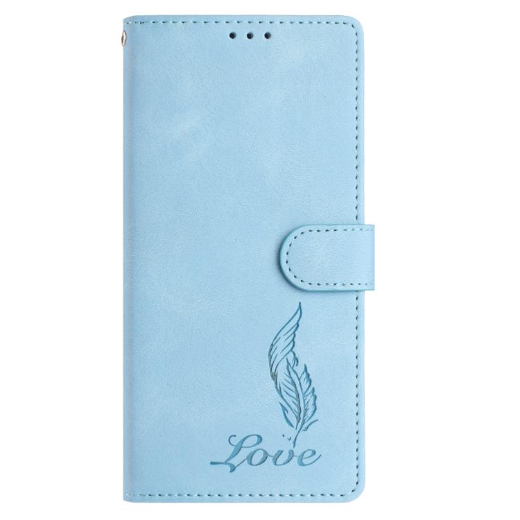 For Google Pixel 10 Skin Feel Embossed Feather Leather Phone Case(Light Blue) - Google Cases by buy2fix | Online Shopping UK | buy2fix