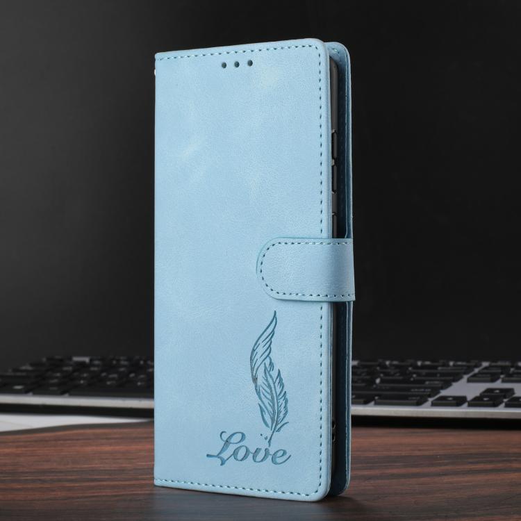 For Google Pixel 10 Skin Feel Embossed Feather Leather Phone Case(Light Blue) - Google Cases by buy2fix | Online Shopping UK | buy2fix