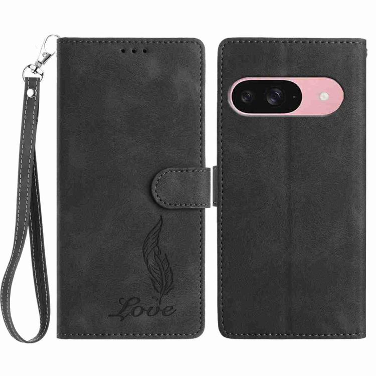 For Google Pixel 10 Skin Feel Embossed Feather Leather Phone Case(Black) - Google Cases by buy2fix | Online Shopping UK | buy2fix
