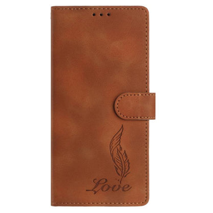 For Google Pixel 10 Skin Feel Embossed Feather Leather Phone Case(Brown) - Google Cases by buy2fix | Online Shopping UK | buy2fix