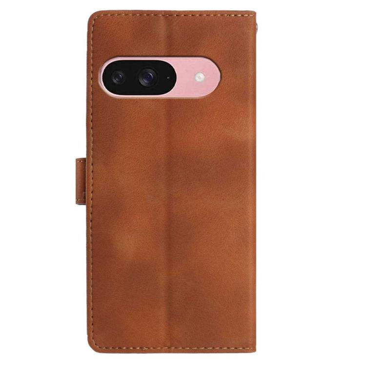 For Google Pixel 10 Skin Feel Embossed Feather Leather Phone Case(Brown) - Google Cases by buy2fix | Online Shopping UK | buy2fix