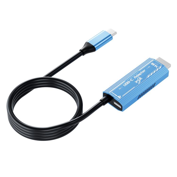 YCE-V286 Type-C to PD3.0 and HDMI 8K Adapter Cable(Blue) - Cable by buy2fix | Online Shopping UK | buy2fix
