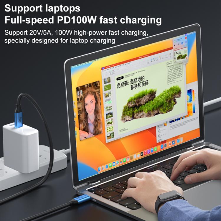 YCE-V292B 100W Type-C to Type-C with E-marker Full Function Data Cable, Length: 1.8m(Blue) - USB-C & Type-C Cable by buy2fix | Online Shopping UK | buy2fix