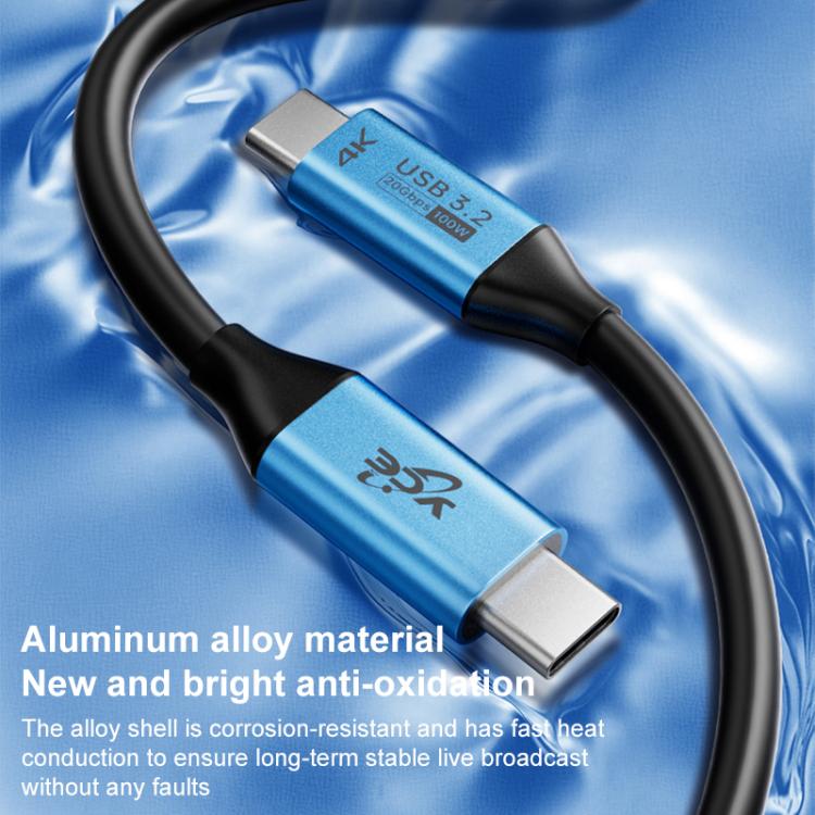 YCE-V292B 100W Type-C to Type-C with E-marker Full Function Data Cable, Length: 1.8m(Blue) - USB-C & Type-C Cable by buy2fix | Online Shopping UK | buy2fix