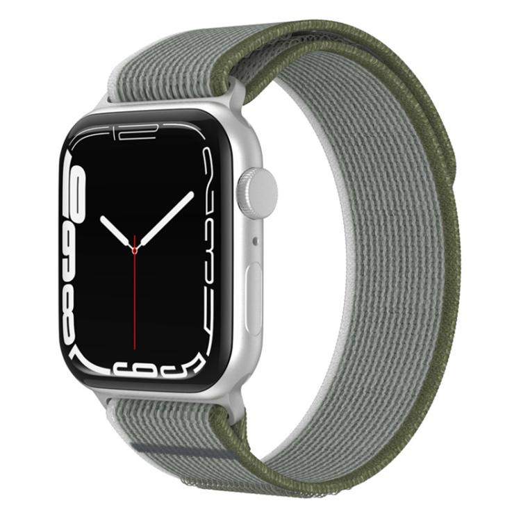 For Apple Watch 46mm / 49mm / 45mm / 44mm xDfind Dual-Section Loop Nylon Watch Band(Green Grey) - Watch Bands by xDfind | Online Shopping UK | buy2fix