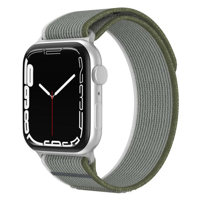 For Apple Watch 46mm / 49mm / 45mm / 44mm xDfind Dual-Section Loop Nylon Watch Band(Green Grey) - Watch Bands by xDfind | Online Shopping UK | buy2fix