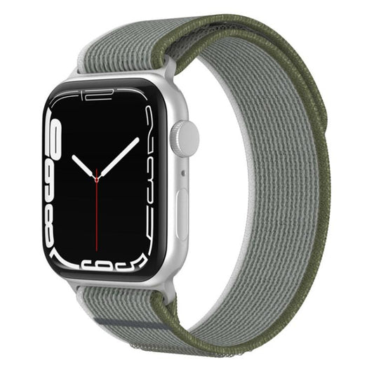 For Apple Watch 46mm / 49mm / 45mm / 44mm xDfind Dual-Section Loop Nylon Watch Band(Green Grey) - Watch Bands by xDfind | Online Shopping UK | buy2fix