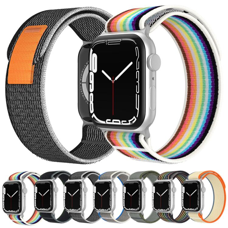 For Apple Watch 46mm / 49mm / 45mm / 44mm xDfind Dual-Section Loop Nylon Watch Band(Green Grey) - Watch Bands by xDfind | Online Shopping UK | buy2fix