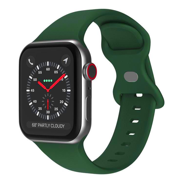 For Apple Watch 42mm / 41mm / 40mm / 38mm xDfind Butterfly Buckle Silicone Watch Band(Dark Green) - Watch Bands by xDfind | Online Shopping UK | buy2fix