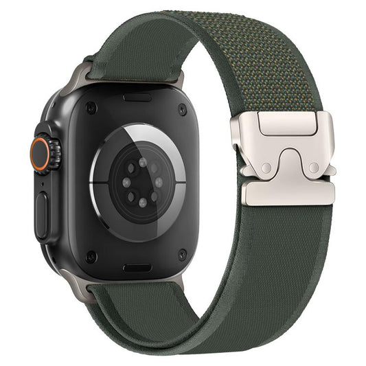 For Apple Watch 46mm / 49mm / 45mm / 44mm xDfind Titanium Buckle Snap Button Loop Nylon Watch Band(Green) - Watch Bands by xDfind | Online Shopping UK | buy2fix