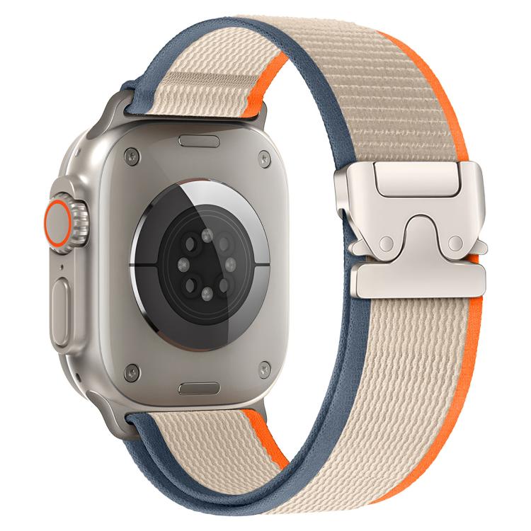For Apple Watch 42mm / 41mm / 40mm / 38mm xDfind Titanium Buckle Snap Button Loop Nylon Watch Band(Orange Beige) - Watch Bands by xDfind | Online Shopping UK | buy2fix