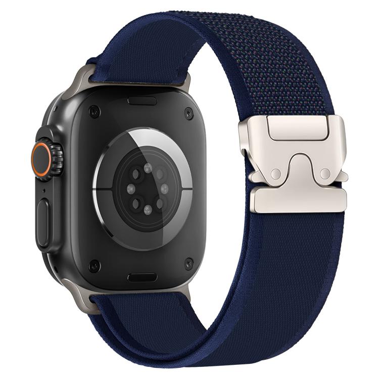 For Apple Watch 42mm / 41mm / 40mm / 38mm xDfind Titanium Buckle Snap Button Loop Nylon Watch Band(Navy Blue) - Watch Bands by xDfind | Online Shopping UK | buy2fix