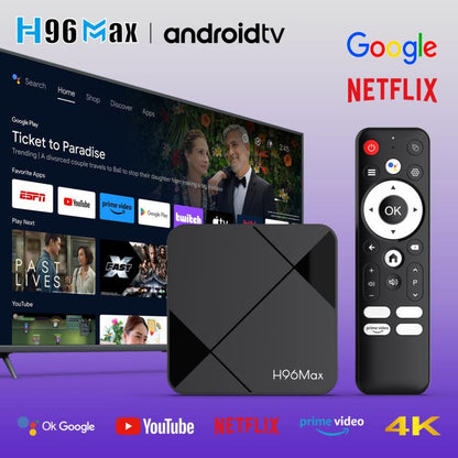 H96Max 4K UHD Android 14 Smart TV Box with Remote Control, RK3518 Quad-Core 2GB+8GB(US Plug) - Others by buy2fix | Online Shopping UK | buy2fix