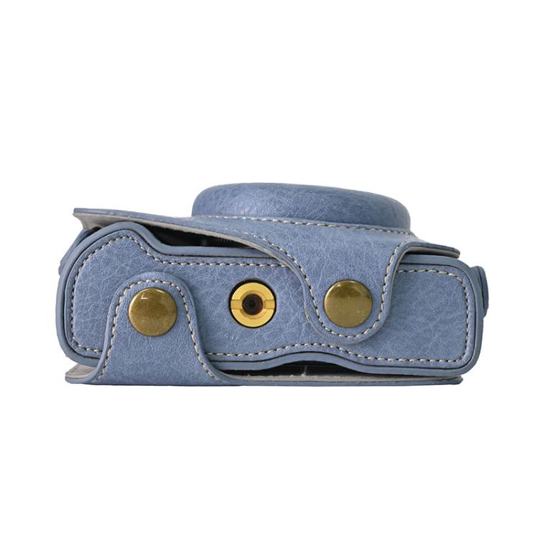 For Canon G7 X Mark III / G7X3 Retro Litchi Texture Leather Full Body Camera Case Bag with Strap(Blue) - Leather Bag by buy2fix | Online Shopping UK | buy2fix