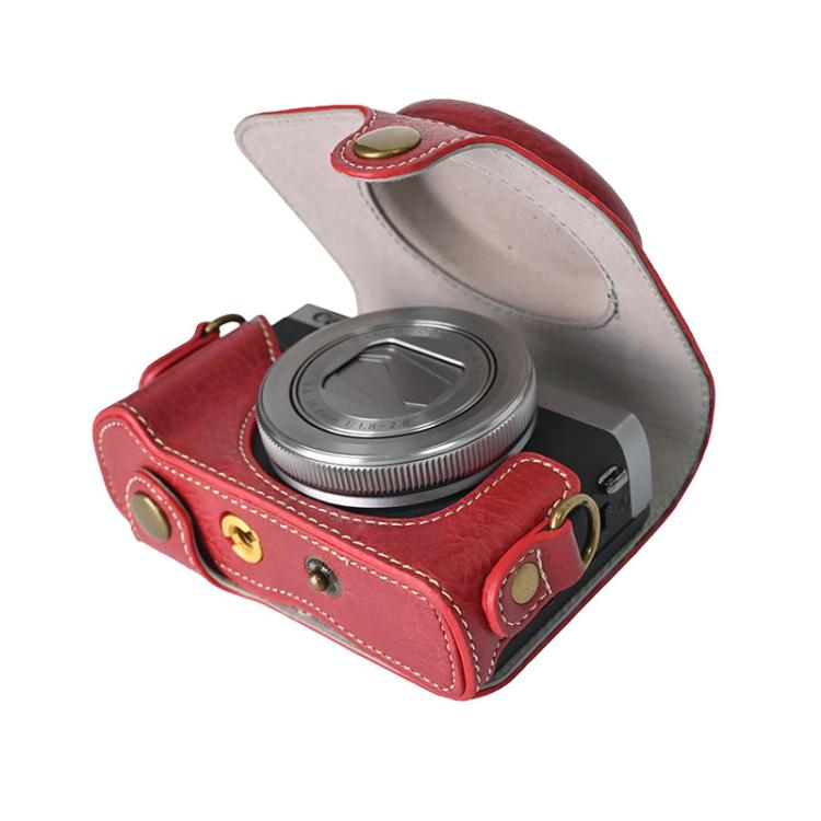 For Canon G7 X Mark III / G7X3 Retro Litchi Texture Leather Full Body Camera Case Bag with Strap(Red) - Leather Bag by buy2fix | Online Shopping UK | buy2fix