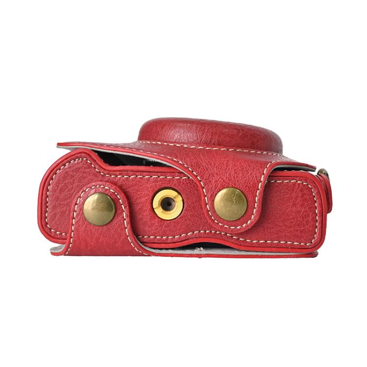 For Canon G7 X Mark III / G7X3 Retro Litchi Texture Leather Full Body Camera Case Bag with Strap(Red) - Leather Bag by buy2fix | Online Shopping UK | buy2fix