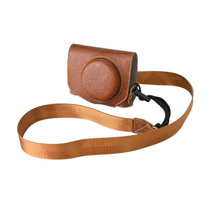 For Canon G7 X Mark III / G7X3 Retro Litchi Texture Leather Full Body Camera Case Bag with Strap(Coffee) - Leather Bag by buy2fix | Online Shopping UK | buy2fix