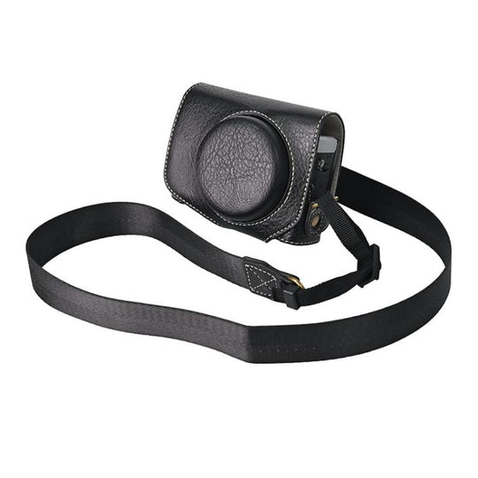 For Canon G7 X Mark III / G7X3 Retro Litchi Texture Leather Full Body Camera Case Bag with Strap(Black)