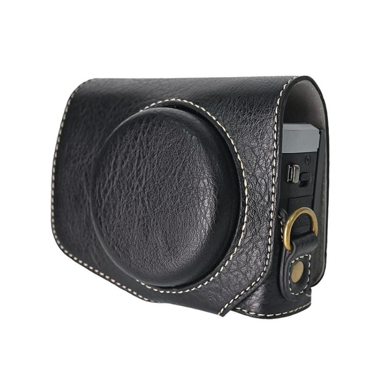 For Canon G7 X Mark III / G7X3 Retro Litchi Texture Leather Full Body Camera Case Bag with Strap(Black) - Leather Bag by buy2fix | Online Shopping UK | buy2fix