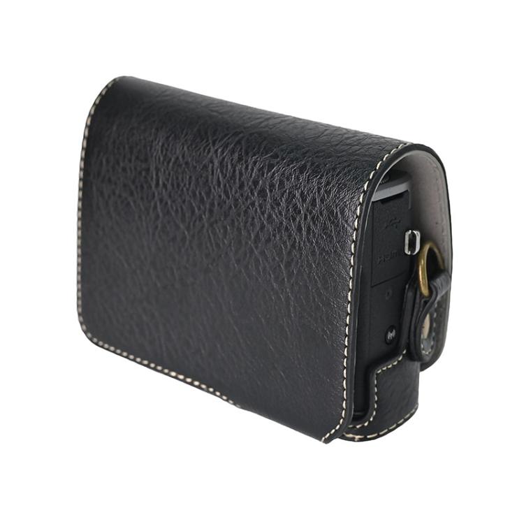 For Canon G7 X Mark III / G7X3 Retro Litchi Texture Leather Full Body Camera Case Bag with Strap(Black) - Leather Bag by buy2fix | Online Shopping UK | buy2fix