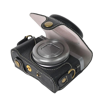 For Canon G7 X Mark III / G7X3 Retro Litchi Texture Leather Full Body Camera Case Bag with Strap(Black) - Leather Bag by buy2fix | Online Shopping UK | buy2fix