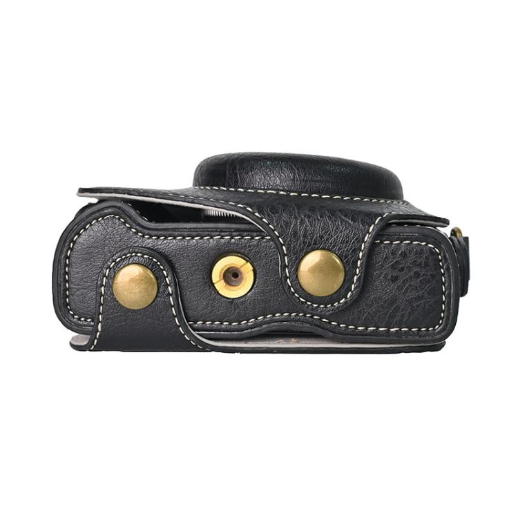 For Canon G7 X Mark III / G7X3 Retro Litchi Texture Leather Full Body Camera Case Bag with Strap(Black) - Leather Bag by buy2fix | Online Shopping UK | buy2fix