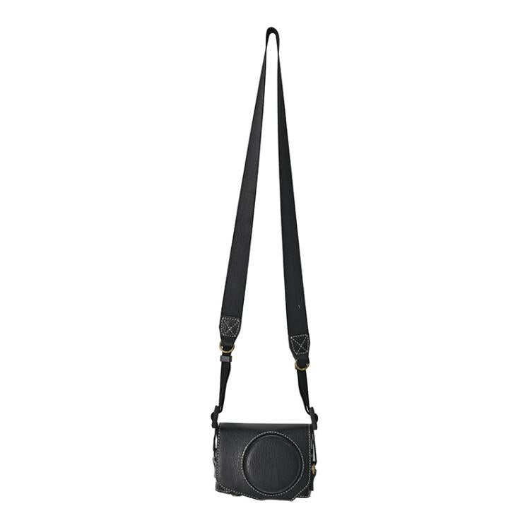 For Canon G7 X Mark III / G7X3 Retro Litchi Texture Leather Full Body Camera Case Bag with Strap(Black) - Leather Bag by buy2fix | Online Shopping UK | buy2fix
