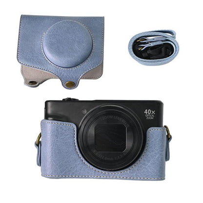 For Canon PowerShot SX740 HS Retro Litchi Texture Leather Full Body Camera Case Bag with Strap(Blue) - Leather Bag by buy2fix | Online Shopping UK | buy2fix