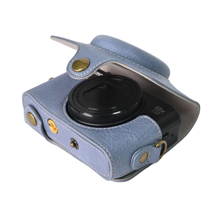 For Canon PowerShot SX740 HS Retro Litchi Texture Leather Full Body Camera Case Bag with Strap(Blue) - Leather Bag by buy2fix | Online Shopping UK | buy2fix