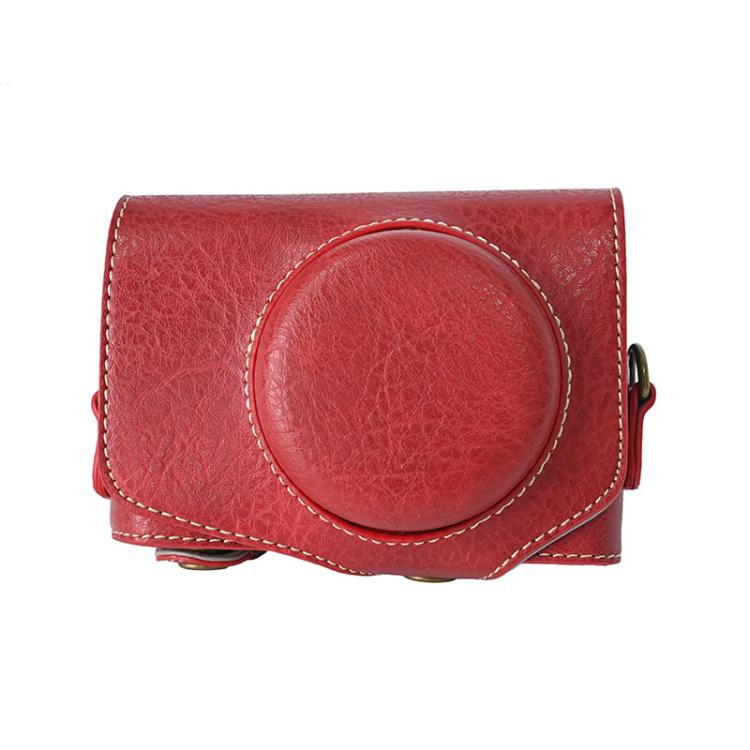 For Canon PowerShot SX740 HS Retro Litchi Texture Leather Full Body Camera Case Bag with Strap(Red) - Leather Bag by buy2fix | Online Shopping UK | buy2fix