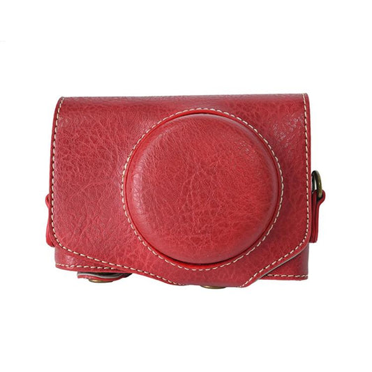 For Canon PowerShot SX740 HS Retro Litchi Texture Leather Full Body Camera Case Bag with Strap(Red) - Leather Bag by buy2fix | Online Shopping UK | buy2fix