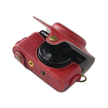 For Canon PowerShot SX740 HS Retro Litchi Texture Leather Full Body Camera Case Bag with Strap(Red) - Leather Bag by buy2fix | Online Shopping UK | buy2fix