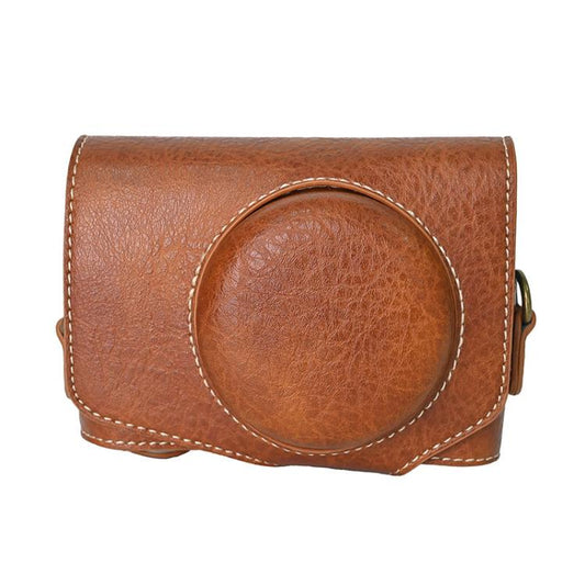 For Canon PowerShot SX740 HS Retro Litchi Texture Leather Full Body Camera Case Bag with Strap(Coffee) - Leather Bag by buy2fix | Online Shopping UK | buy2fix