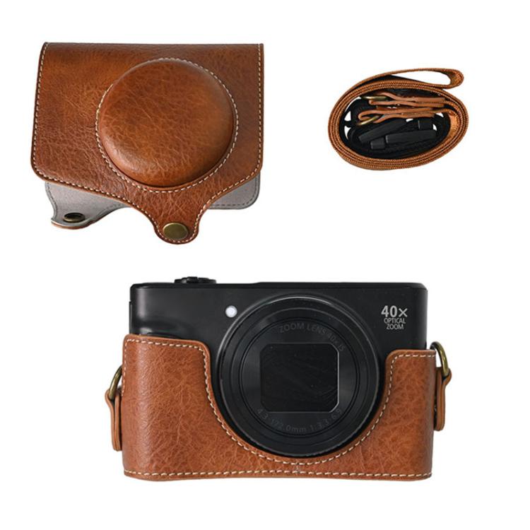 For Canon PowerShot SX740 HS Retro Litchi Texture Leather Full Body Camera Case Bag with Strap(Coffee) - Leather Bag by buy2fix | Online Shopping UK | buy2fix
