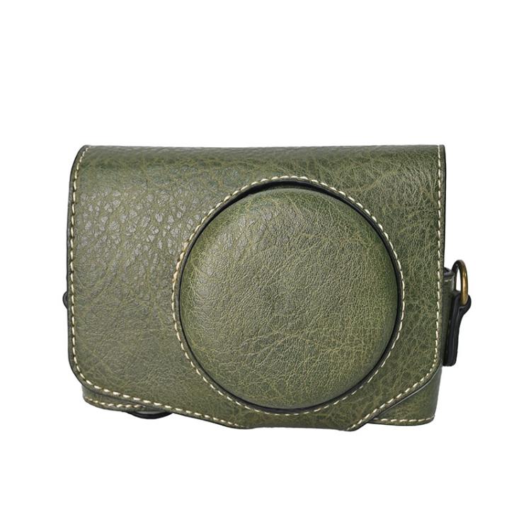 For Canon PowerShot SX740 HS Retro Litchi Texture Leather Full Body Camera Case Bag with Strap(Green) - Leather Bag by buy2fix | Online Shopping UK | buy2fix