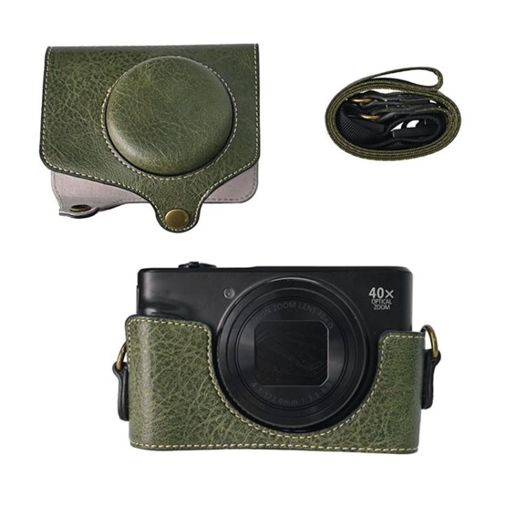 For Canon PowerShot SX740 HS Retro Litchi Texture Leather Full Body Camera Case Bag with Strap(Green) - Leather Bag by buy2fix | Online Shopping UK | buy2fix