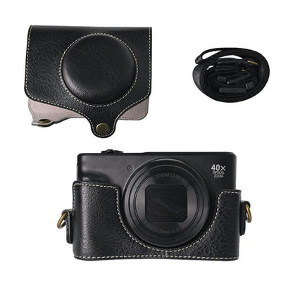 For Canon PowerShot SX740 HS Retro Litchi Texture Leather Full Body Camera Case Bag with Strap(Black) - Leather Bag by buy2fix | Online Shopping UK | buy2fix