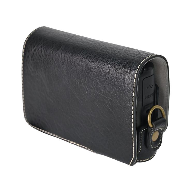 For Canon PowerShot SX740 HS Retro Litchi Texture Leather Full Body Camera Case Bag with Strap(Black) - Leather Bag by buy2fix | Online Shopping UK | buy2fix