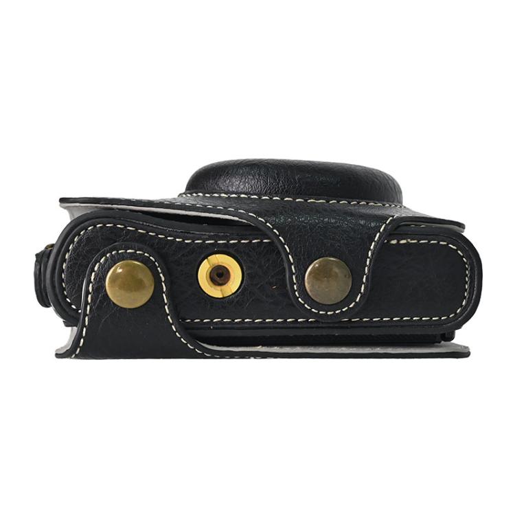 For Canon PowerShot SX740 HS Retro Litchi Texture Leather Full Body Camera Case Bag with Strap(Black) - Leather Bag by buy2fix | Online Shopping UK | buy2fix