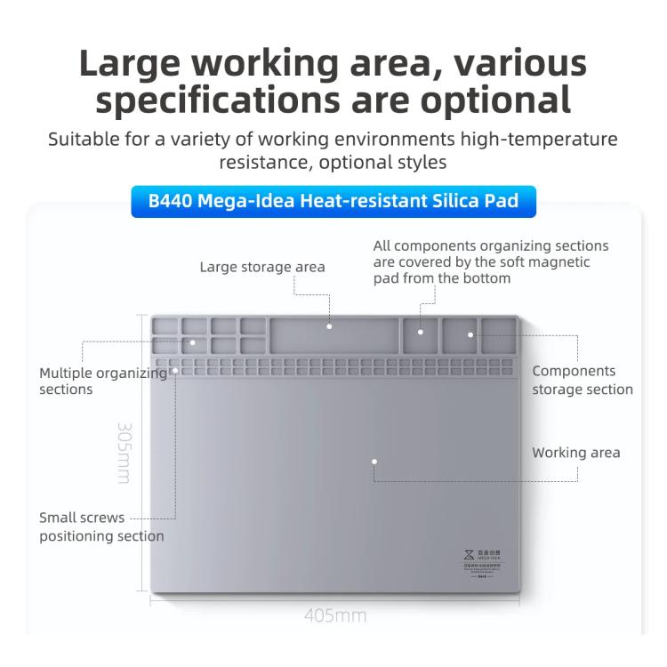 Mega-Idea B440 Desktop Insulation Heat-Resistant Silicone Pad - Working Mat by buy2fix | Online Shopping UK | buy2fix