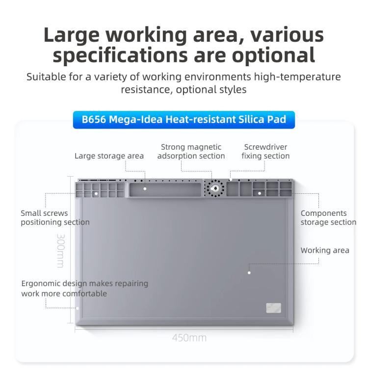 Mega-Idea B656 Desktop Insulation Heat-Resistant Silicone Pad - Working Mat by buy2fix | Online Shopping UK | buy2fix