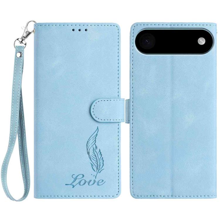 For iPhone Air Skin Feel Embossed Feather Leather Phone Case(Light Blue) - iPhone Air Cases by buy2fix | Online Shopping UK | buy2fix