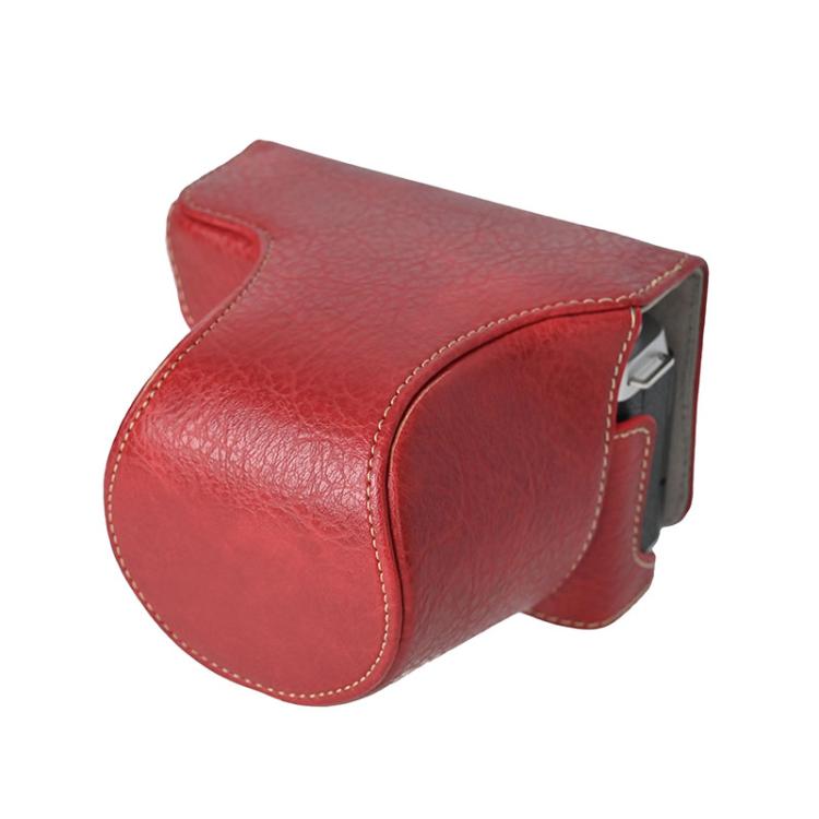 For FUJIFILM X-M5 Retro Litchi Texture Leather Full Body Camera Case Bag with Strap(Red) - Leather Bag by buy2fix | Online Shopping UK | buy2fix