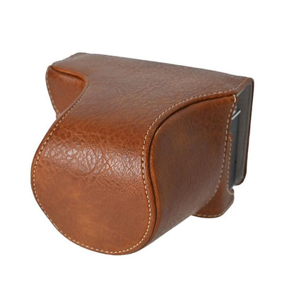 For FUJIFILM X-M5 Retro Litchi Texture Leather Full Body Camera Case Bag with Strap(Coffee) - Leather Bag by buy2fix | Online Shopping UK | buy2fix