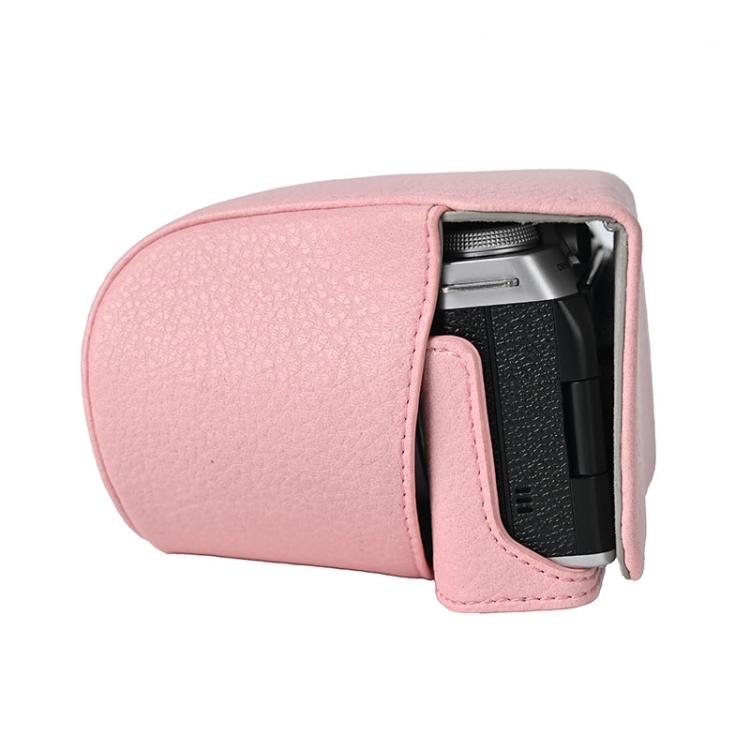 For FUJIFILM X-M5 Retro Litchi Texture Leather Full Body Camera Case Bag with Strap(Pink) - Leather Bag by buy2fix | Online Shopping UK | buy2fix