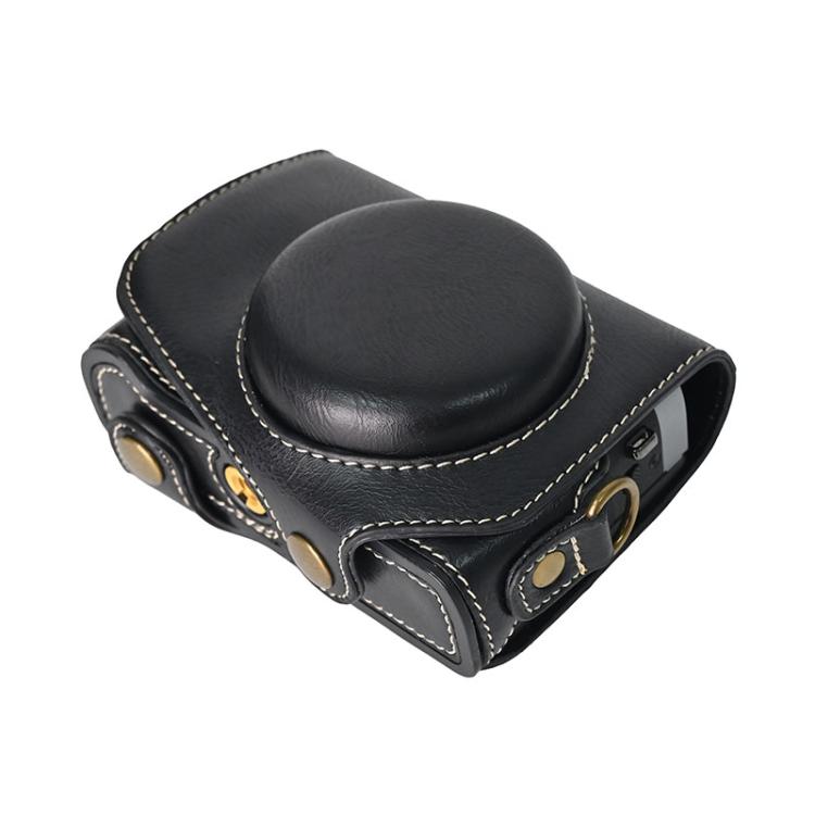 For Canon G7 X Mark III / G7X3 Retro Pull Up Leather Full Body Camera Case Bag with Strap(Black) - Leather Bag by buy2fix | Online Shopping UK | buy2fix