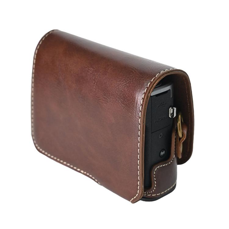 For Canon G7 X Mark III / G7X3 Retro Pull Up Leather Full Body Camera Case Bag with Strap(Coffee) - Leather Bag by buy2fix | Online Shopping UK | buy2fix