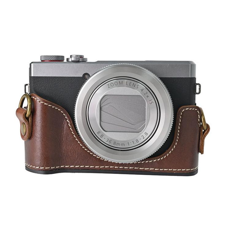 For Canon G7 X Mark III / G7X3 Retro Pull Up Leather Full Body Camera Case Bag with Strap(Coffee) - Leather Bag by buy2fix | Online Shopping UK | buy2fix